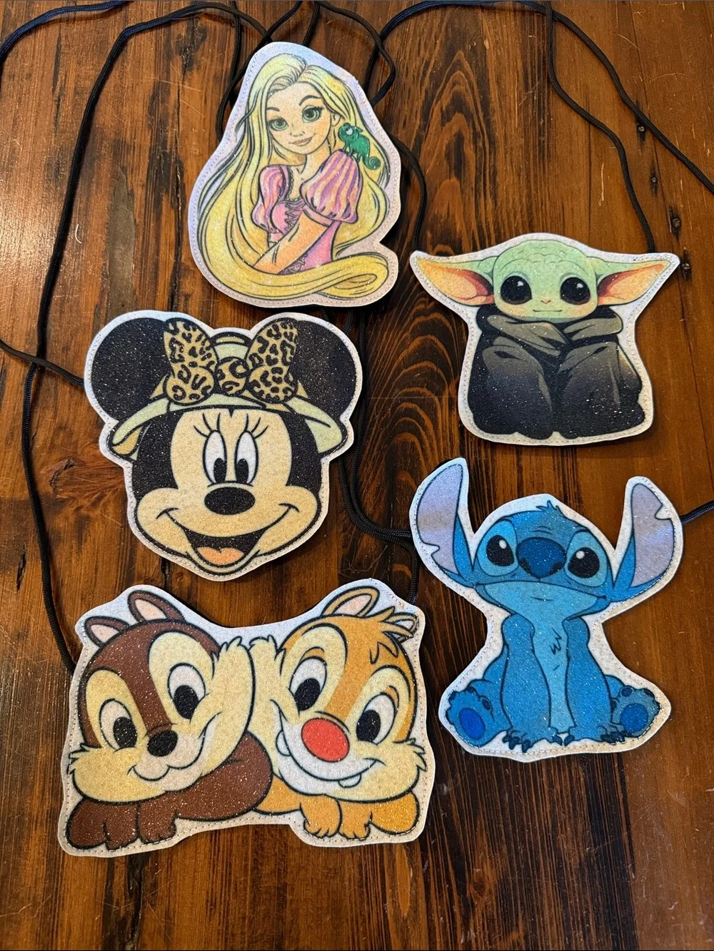 A lot of Disney Character Flat Lay Crossbody Bags - child size